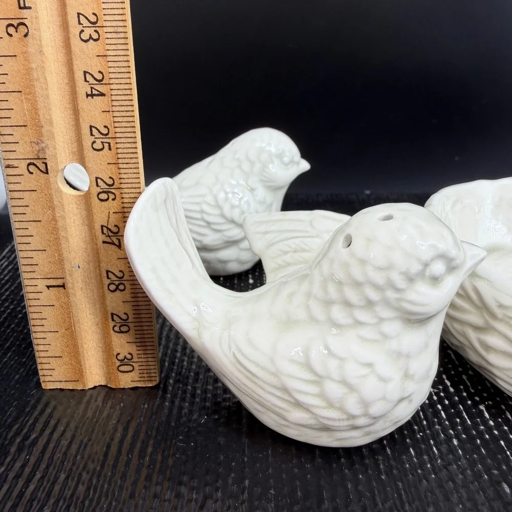 Vintage Fitz and Floyd White Bird Nest Salt Pepper Shakers 1978 Japan 3pc Set